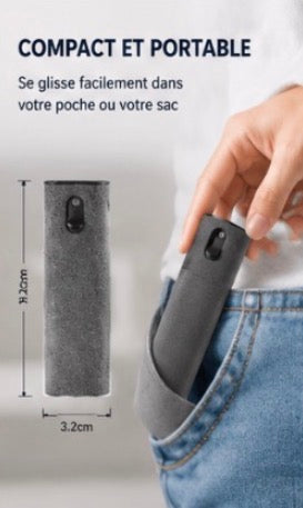 SprayClean™ – Nettoyeur d’Écran 2-en-1 Portable avec Microfibre Intégrée