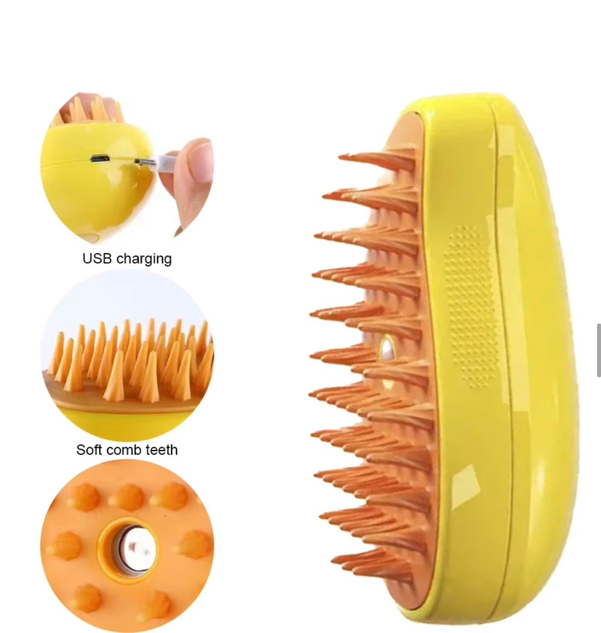 Brosse Anti-Poils Auto-Nettoyante 3-en-1 pour Chien & Chat – Brosse Vapeur, Peigne Massage et Élimination des Poils Morts