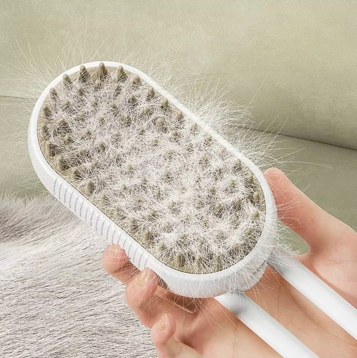 Brosse Anti-Poils Auto-Nettoyante 3-en-1 pour Chien & Chat – Brosse Vapeur, Peigne Massage et Élimination des Poils Morts