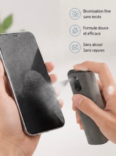 SprayClean™ – Nettoyeur d’Écran 2-en-1 Portable avec Microfibre Intégrée