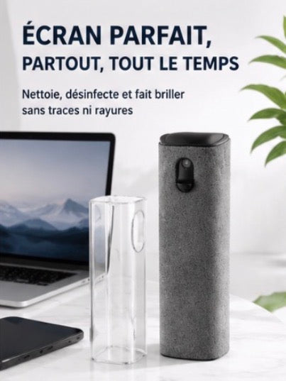 SprayClean™ – Nettoyeur d’Écran 2-en-1 Portable avec Microfibre Intégrée