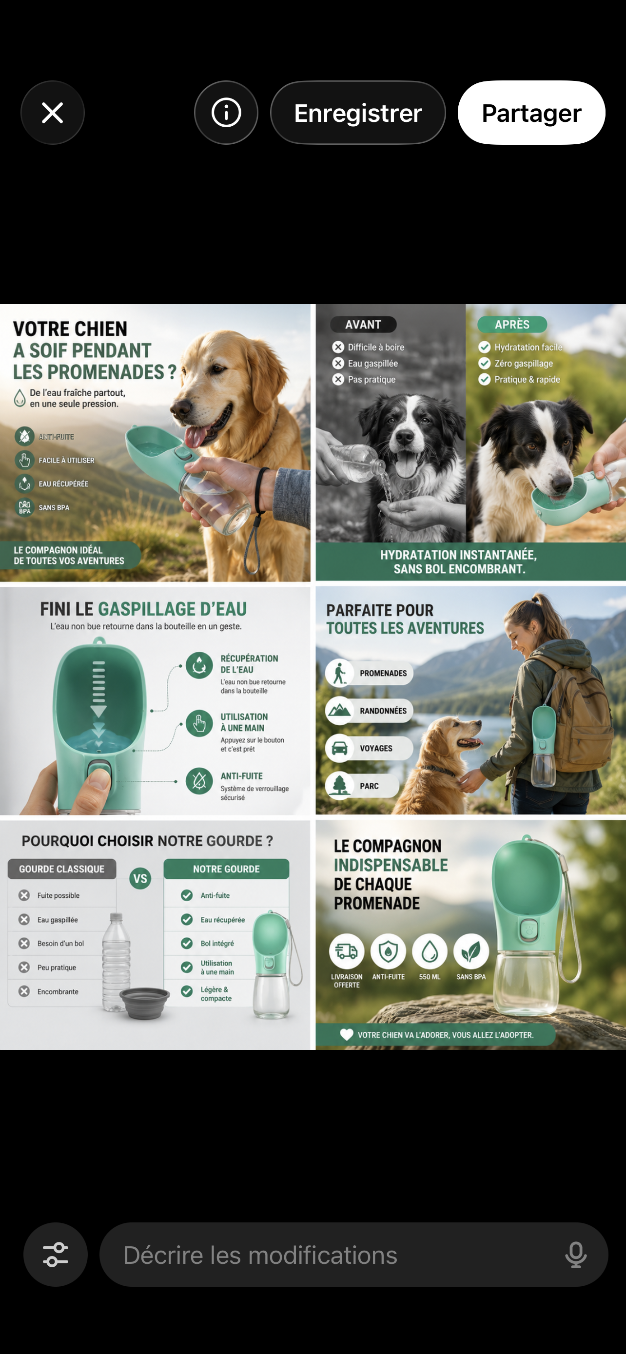 Gourde Portable pour Chien Anti-Fuite™ | Hydratation Facile en Promenade