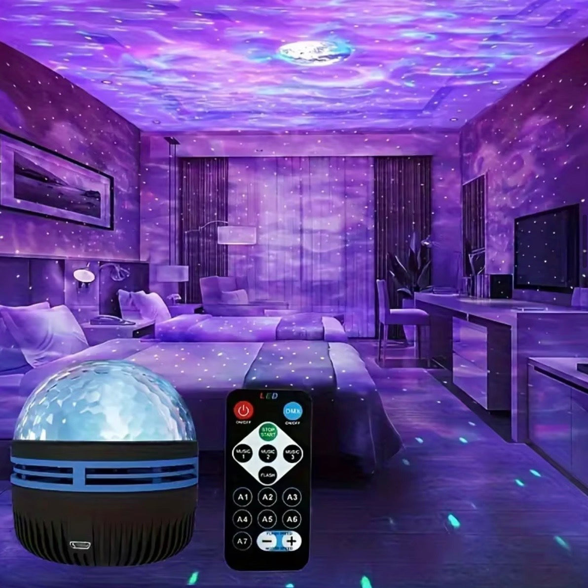 Projecteur Galaxie LED 360° – Ciel Étoilé, Nébuleuse Multicolore & Télécommande Sans Fil