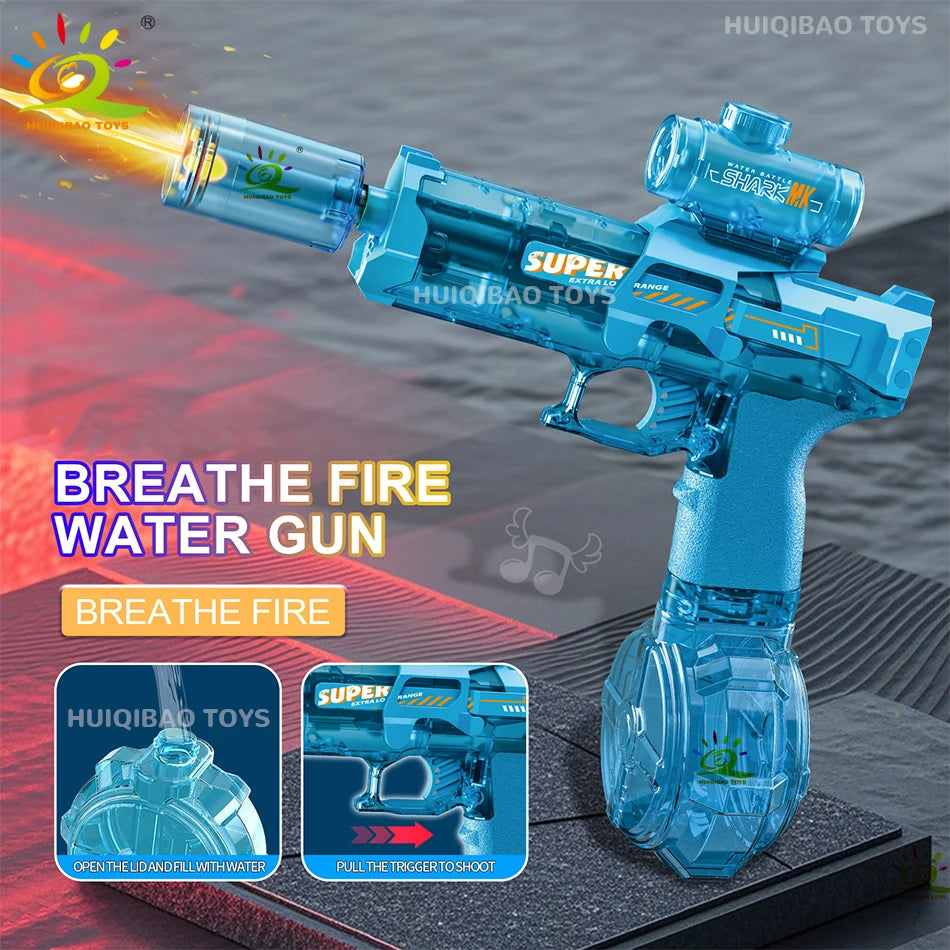 Pistolet à Eau Électrique Lumineux à Grande Capacité – Effet "Souffle de Feu"🐉