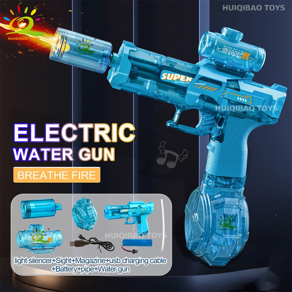 Pistolet à Eau Électrique Lumineux à Grande Capacité – Effet "Souffle de Feu"🐉