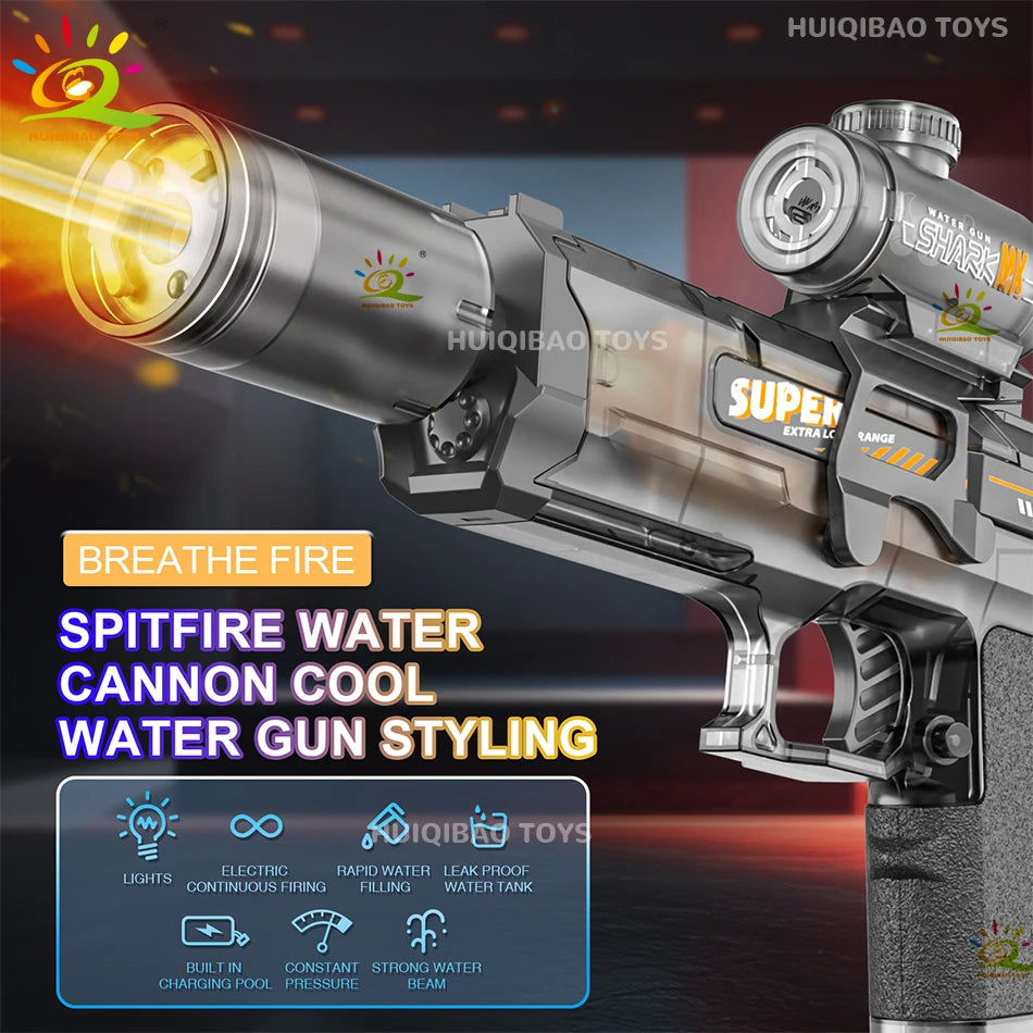 Pistolet à Eau Électrique Lumineux à Grande Capacité – Effet "Souffle de Feu"🐉