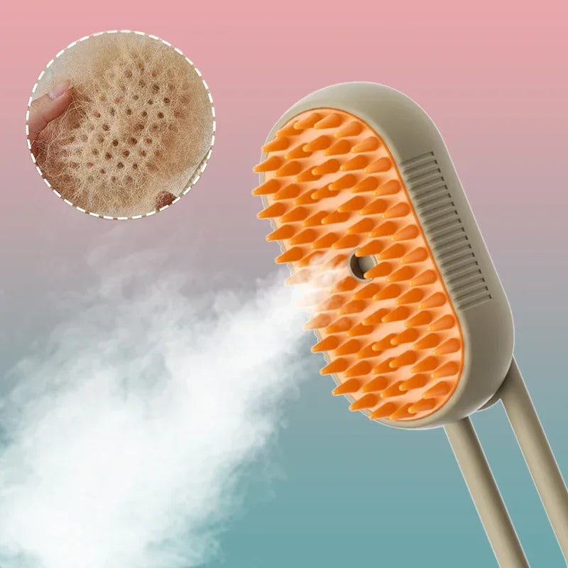 Brosse Anti-Poils Auto-Nettoyante 3-en-1 pour Chien & Chat – Brosse Vapeur, Peigne Massage et Élimination des Poils Morts