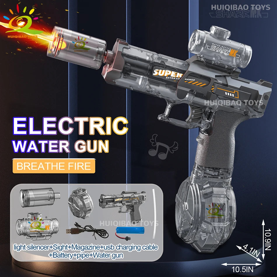 Pistolet à Eau Électrique Lumineux à Grande Capacité – Effet "Souffle de Feu"🐉